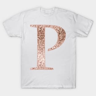 P rose gold glitter monogram letter T-Shirt